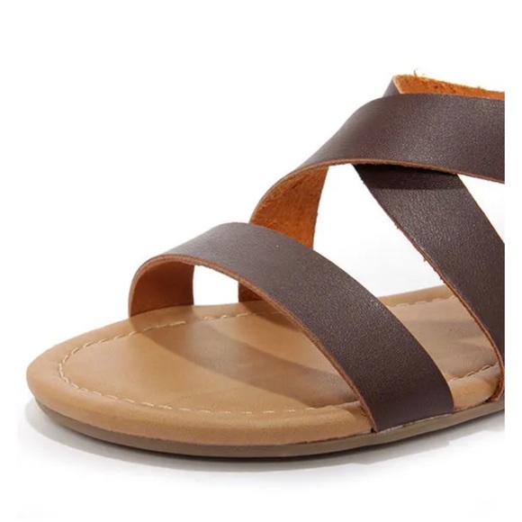 SODA • Borgo Brown/Tan Ankle Strap Flat Sandals - Picture 3 of 16